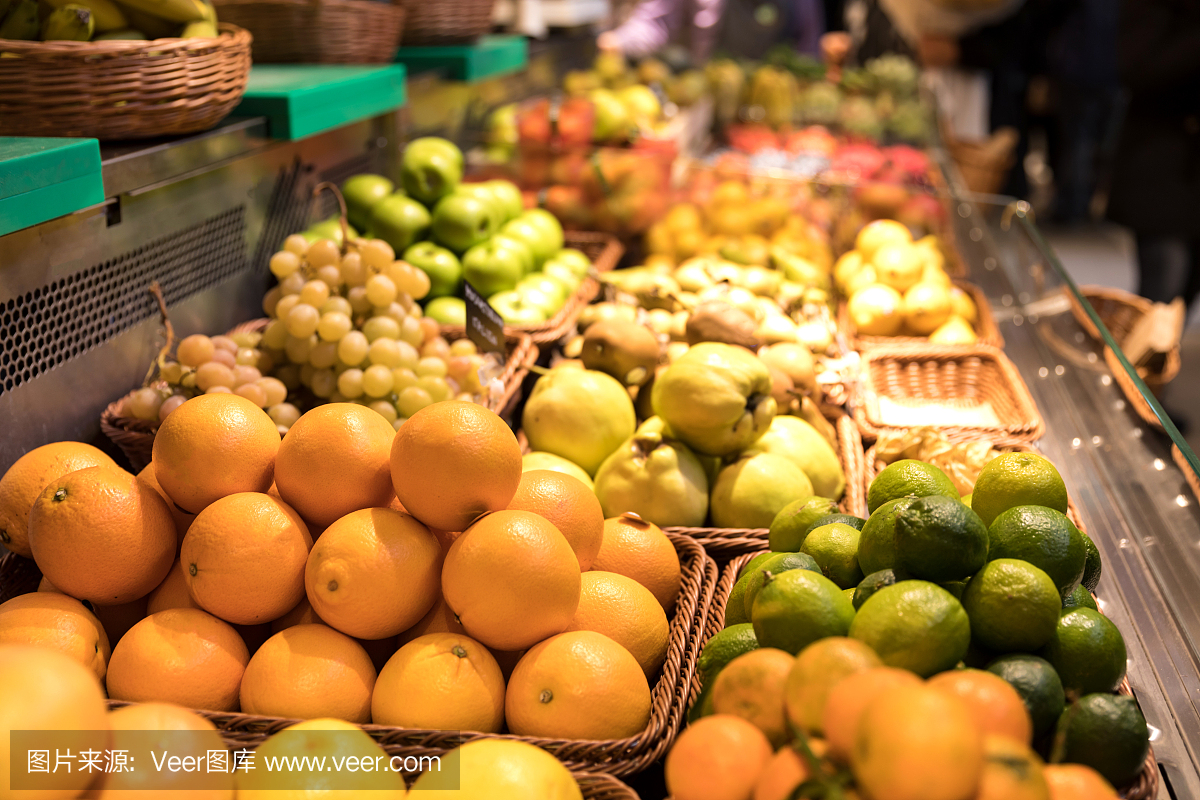 食品市场,新鲜的水果和蔬菜